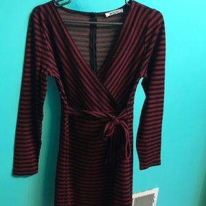 BB DAKOTA Striped wrap midi dress